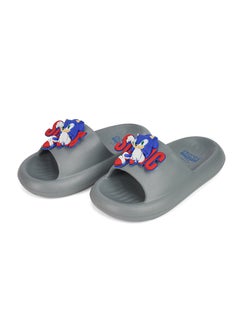 UrbanHaul UrbanHaul Boys Sega Sonic Print Slip on Sliders For Kids Suitable for Daily Use :- Grey  - Image 1