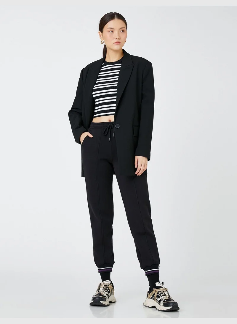 KOTON Ribbed Drawstring Jogger Sweatpants