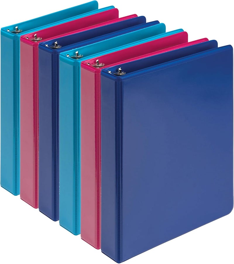 Samsill Economy 1 Inch Mini 3 Ring Binder Made in The USA 91 x 75 Round Ring Binder NonStick Customizable Cover Assorted Fashion 6 Pack - Image 1