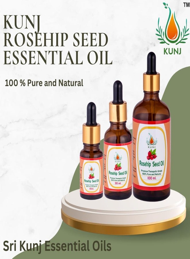 KUNJ Rosehip Seed Oil (Rosa rubiginosa) 10ML - 100% Pure & Natural, Cold Pressed, Undiluted - Therapeutic Grade Oil for Skin Care, Hydration, Anti-Aging & Radiance - Image 3