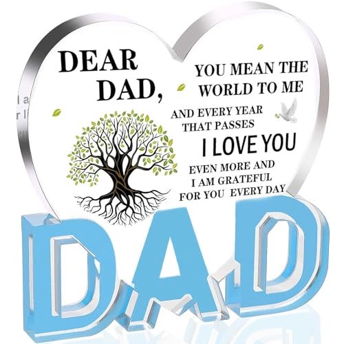 ilifemate Gifts for Dad, Dad Birthday Gift - Acrylic Heart Plaque 3.9 × 3.7 × 0.4inch, Dad Gifts from Daughter Son Wife, Memorial Gifts for Loss of Dad - Image 1