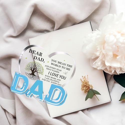 ilifemate Gifts for Dad, Dad Birthday Gift - Acrylic Heart Plaque 3.9 × 3.7 × 0.4inch, Dad Gifts from Daughter Son Wife, Memorial Gifts for Loss of Dad - Image 3