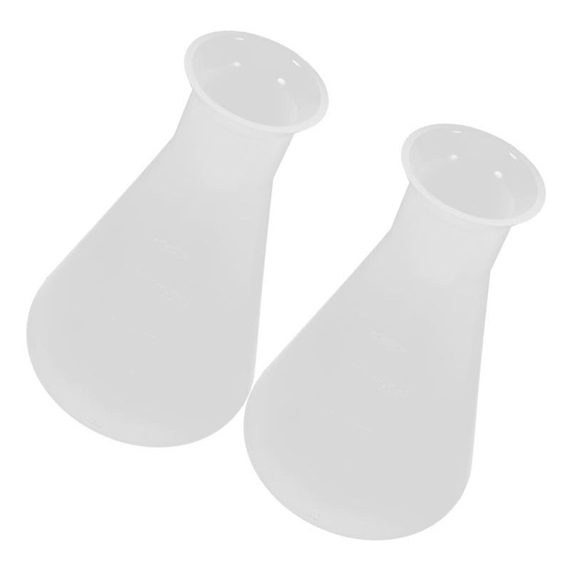 VALICLUD 2pcs 500ml Plastic Wide Mouth Erlenmeyer Flasks for Laboratory Chemistry Experiment Mixing - Image 2