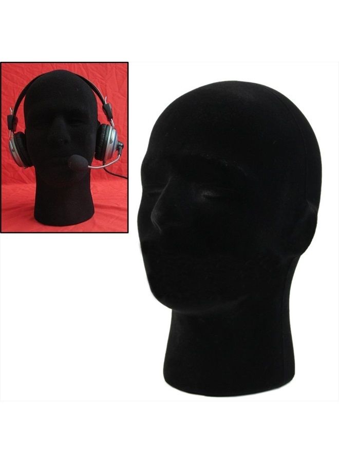 LIAMTU Male Wigs Display Mannequin Head Stand Model HTC Vive VR Headsets Mount Styrofoam Foam Black - Image 1