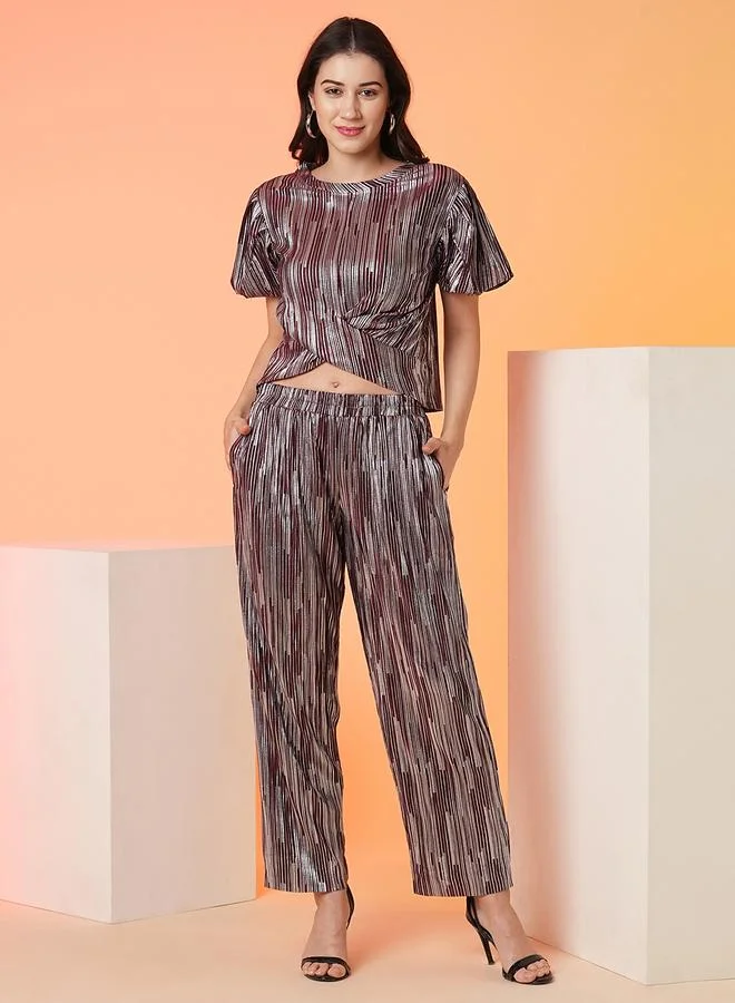 globus Globus Striped Crop Top and Trouser Co-Ords