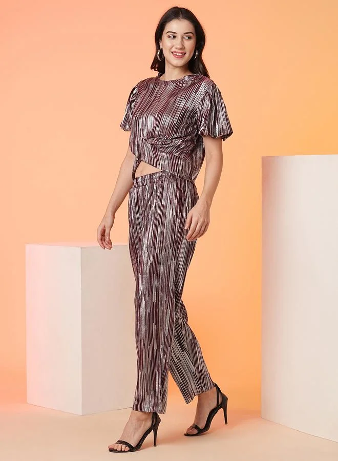 globus Globus Striped Crop Top and Trouser Co-Ords