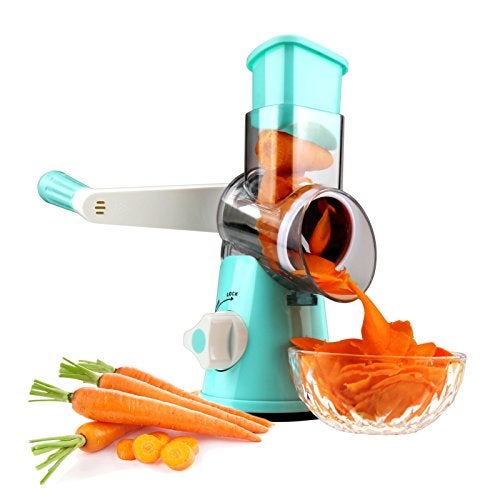 BNUNWISH Round Mandoline Drum Slicer Rotary Cheese Grater Veggie Slicer Vegetable Carrot Shredder Nut Chopper Blue - Image 2