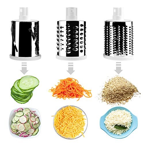 BNUNWISH Round Mandoline Drum Slicer Rotary Cheese Grater Veggie Slicer Vegetable Carrot Shredder Nut Chopper Blue - Image 5