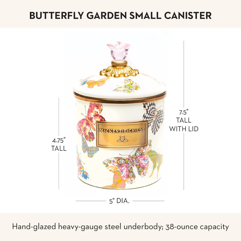mackenzie childs MACKENZIE-CHILDS Butterfly Garden Enamel Canister, Pretty Kitchen Storage Container with Lid, Small - Image 4