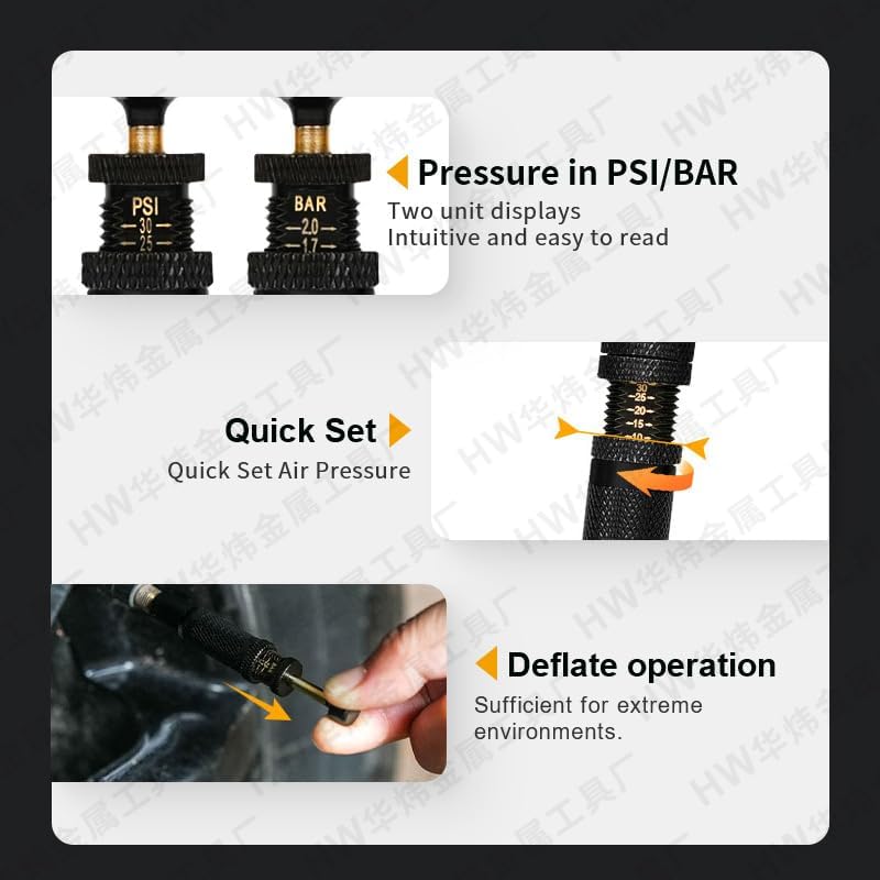 4 Pcs,Adjustable Auto-Stop Tire Deflator Valve Kit (10-30 PSI) Screw-on Tyre Air Down Tool for Offroad 4x4,Adjustable for Vehicles, Motorcycle, Car, Truck - Image 5
