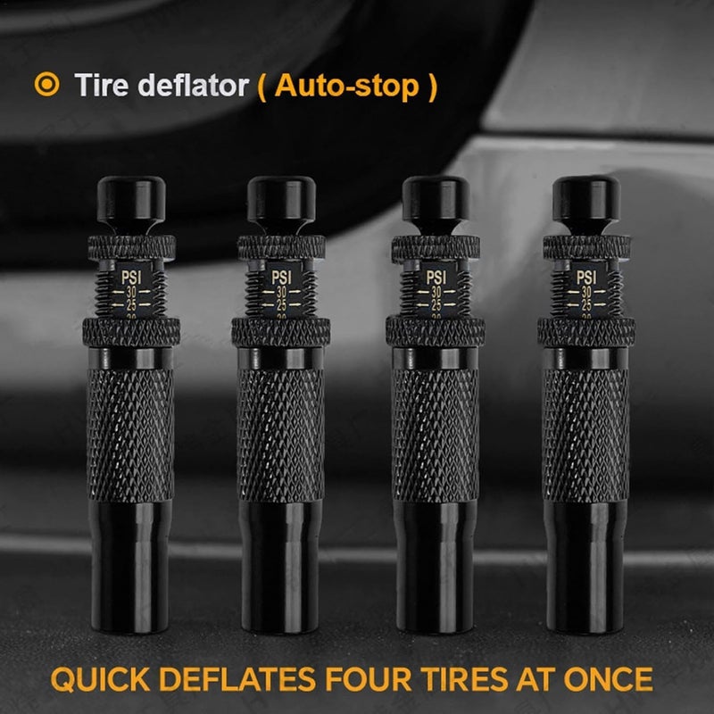 4 Pcs,Adjustable Auto-Stop Tire Deflator Valve Kit (10-30 PSI) Screw-on Tyre Air Down Tool for Offroad 4x4,Adjustable for Vehicles, Motorcycle, Car, Truck - Image 2