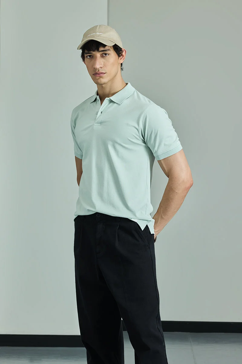 SNITCH Core Lab Light Blue Solid Polo T-Shirt