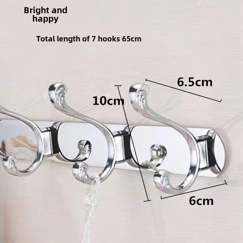 Stainless Steel Wall-Mounted Coat Hooks Light 7 Hook 