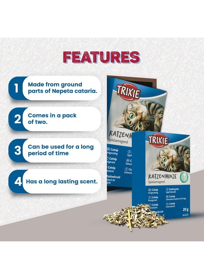 Trixie - Trixie Premium Catnip for Cats, Natural Catnip Encourages Playful Behaviour in Cats, Can be Used on Toys and Scratch Post to Engage Your Cats - 20 gm (Pack of 4) - Image 1