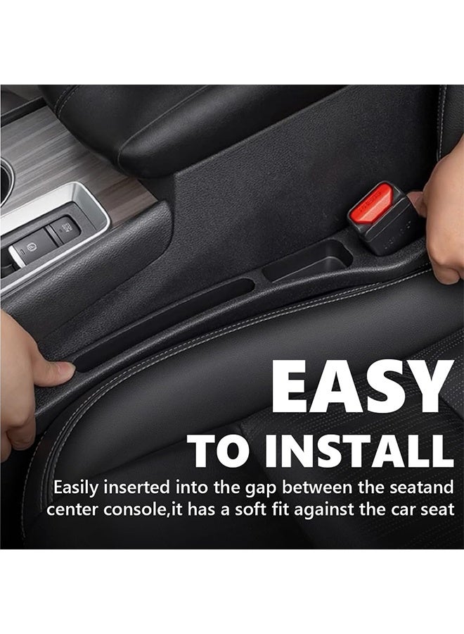 Car Seat Gap Filler 2 Pack Car Gap Filler Prevents Things from Falling Out with Seat Belt Holes Auto Crevice Blockers Fill Gap in Between Seat and Console  Universal for Most Cars Trucks Black - Image 4