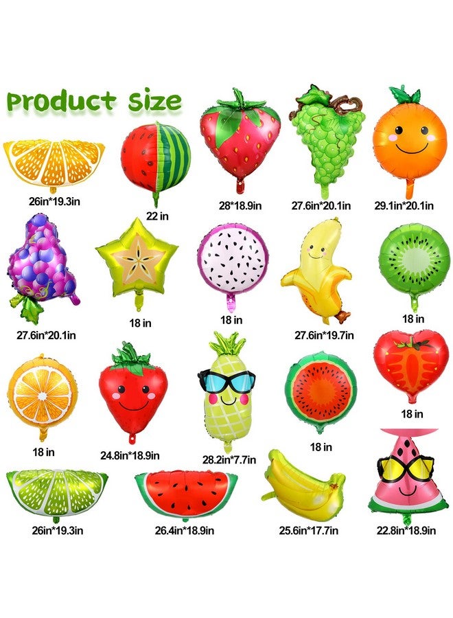 BBTO 28 Pcs Summer Fruit Foil Aluminum Helium Balloons for Tutti Fruit Party Decorations Tropical Strawberry Watermelon Jumbo Balloons for Wedding Birthday Shower Party Supplies 18 Inch - Image 2