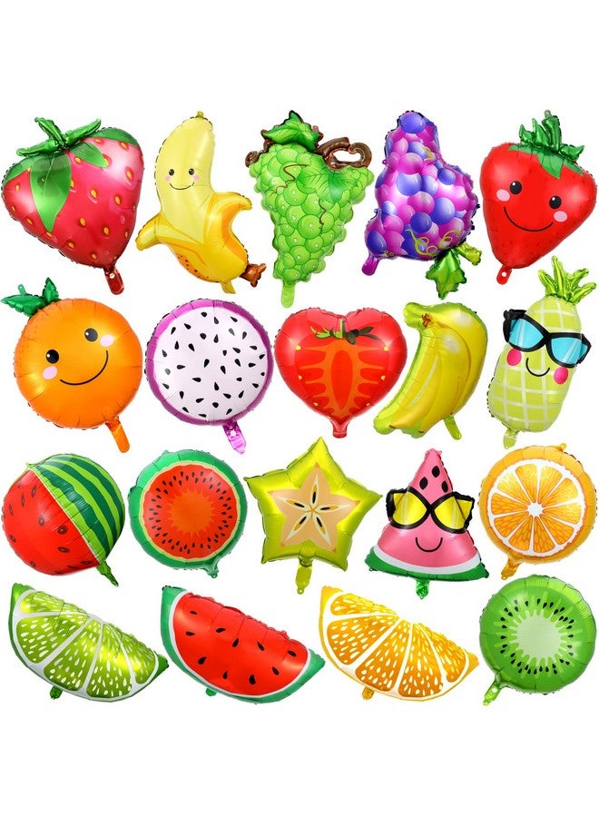BBTO 28 Pcs Summer Fruit Foil Aluminum Helium Balloons for Tutti Fruit Party Decorations Tropical Strawberry Watermelon Jumbo Balloons for Wedding Birthday Shower Party Supplies 18 Inch - Image 1