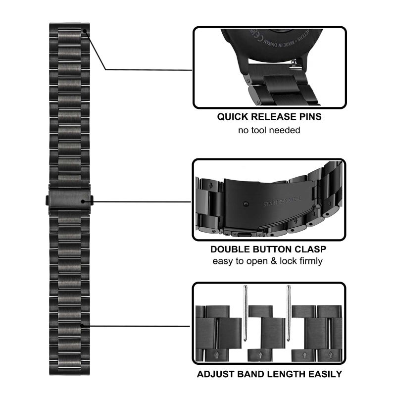 TRUMiRR Band Sets for Garmin Vivoactive 6 5 3 / Approach S50 S44, 20mm Solid Stainless Steel Watchband + Mesh Strap for Forerunner 570 42mm / Venu Sq 2 - Image 4