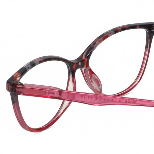 Calabria MDR8004 Womens Cat Eye Reading Glasses +0.75 Pink Crystal Tortoise Trendy Designer Ladies Readers Cateye Eyeglasses - Image 4