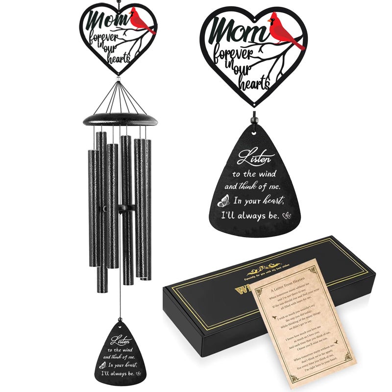 VENBEEL VENBEEL Sympathy Gifts for Loss of Mom Memorial Wind Chimes for Loss of Mother Memorial Gifts for Loss of Mother Condolence Bereavement Gifts in Memory of Loved One Black