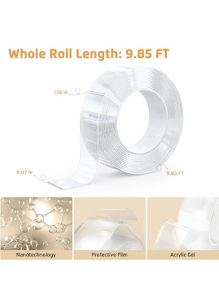 3 Meter Magic Improvement Mounting Transparent Traceless Acrylic Reusable Double Sided Tape - view 5