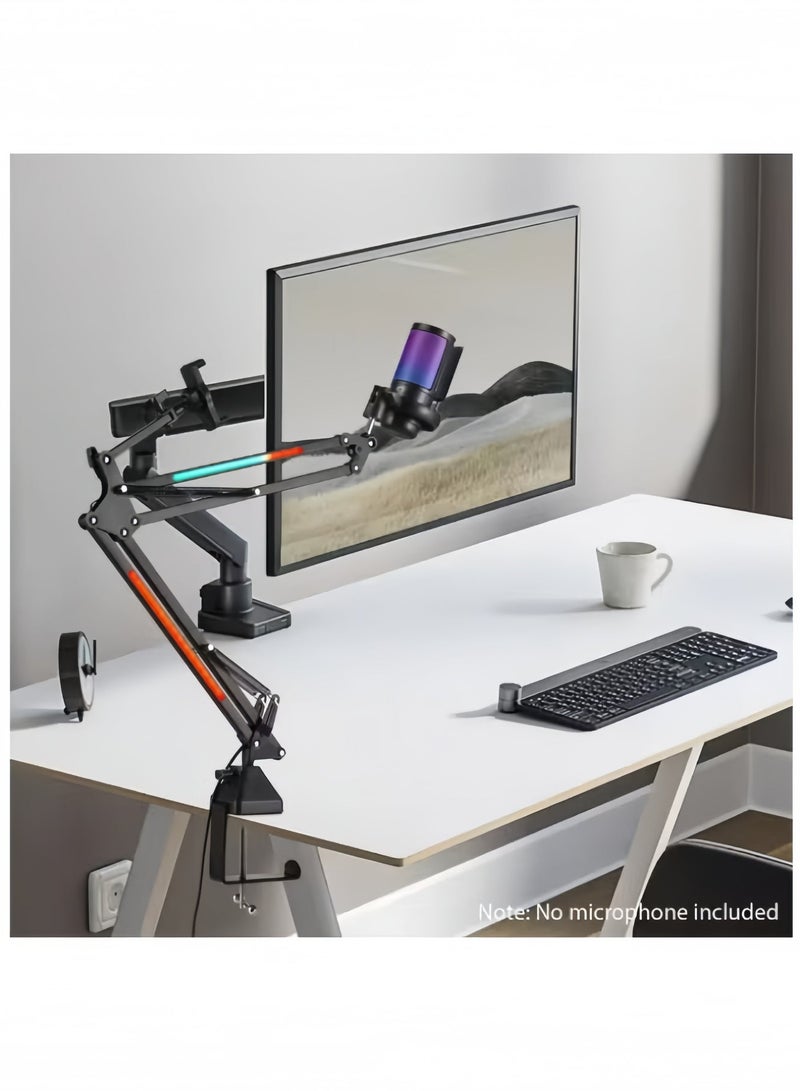 Sisily Microphone Stand with Mobile Phone Holder-Microphone Boom Arm Stand with Phone Holder – Adjustable Folding Desk Mount Mic & Phone Dual Clamp for Streaming & Recording - Image 5