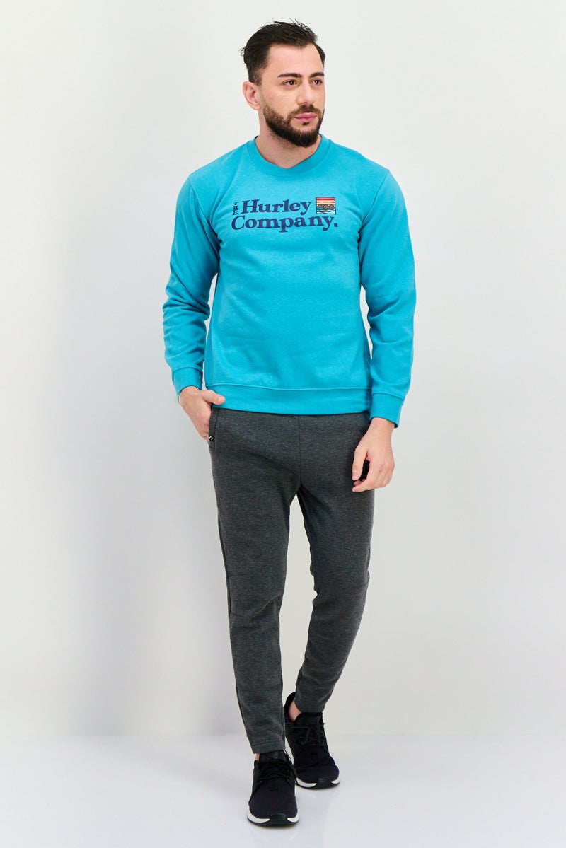 Hurley Men Sportwear Fit Long Sleeve Training Sweatshirt, Aqua Green  - Image 2