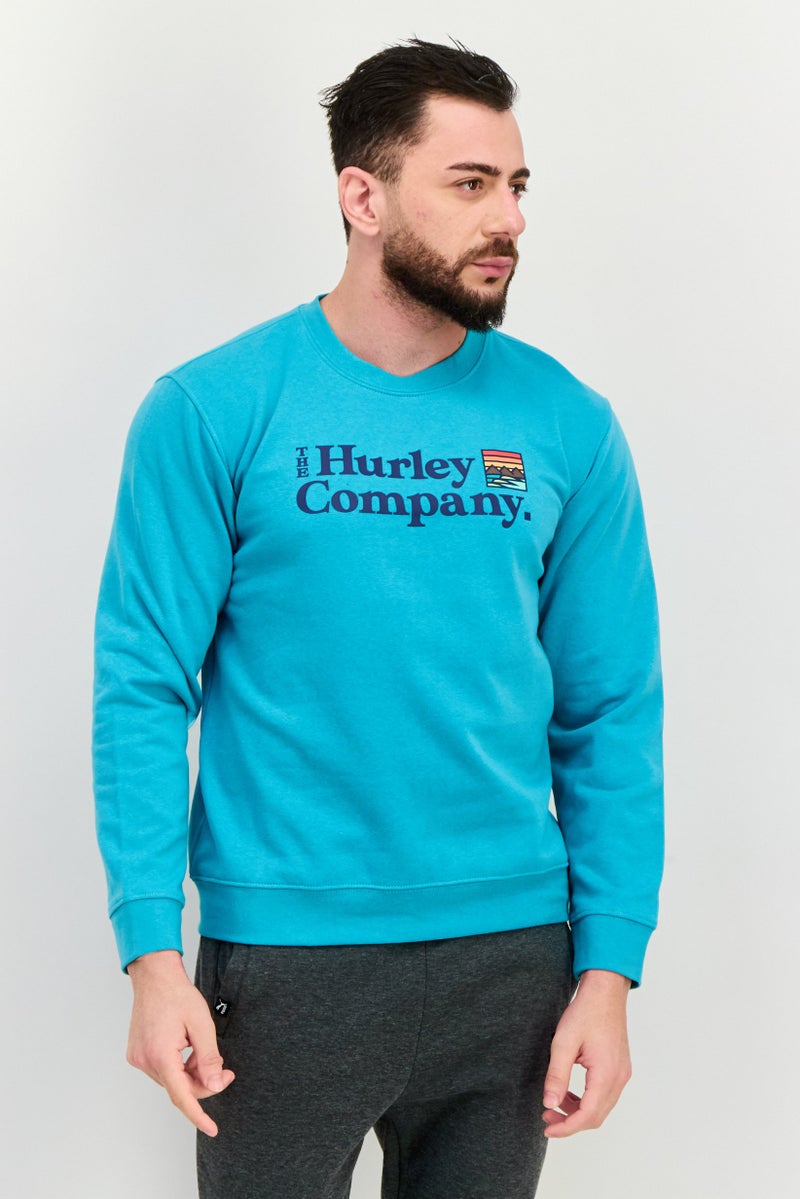 Hurley Men Sportwear Fit Long Sleeve Training Sweatshirt, Aqua Green  - Image 1