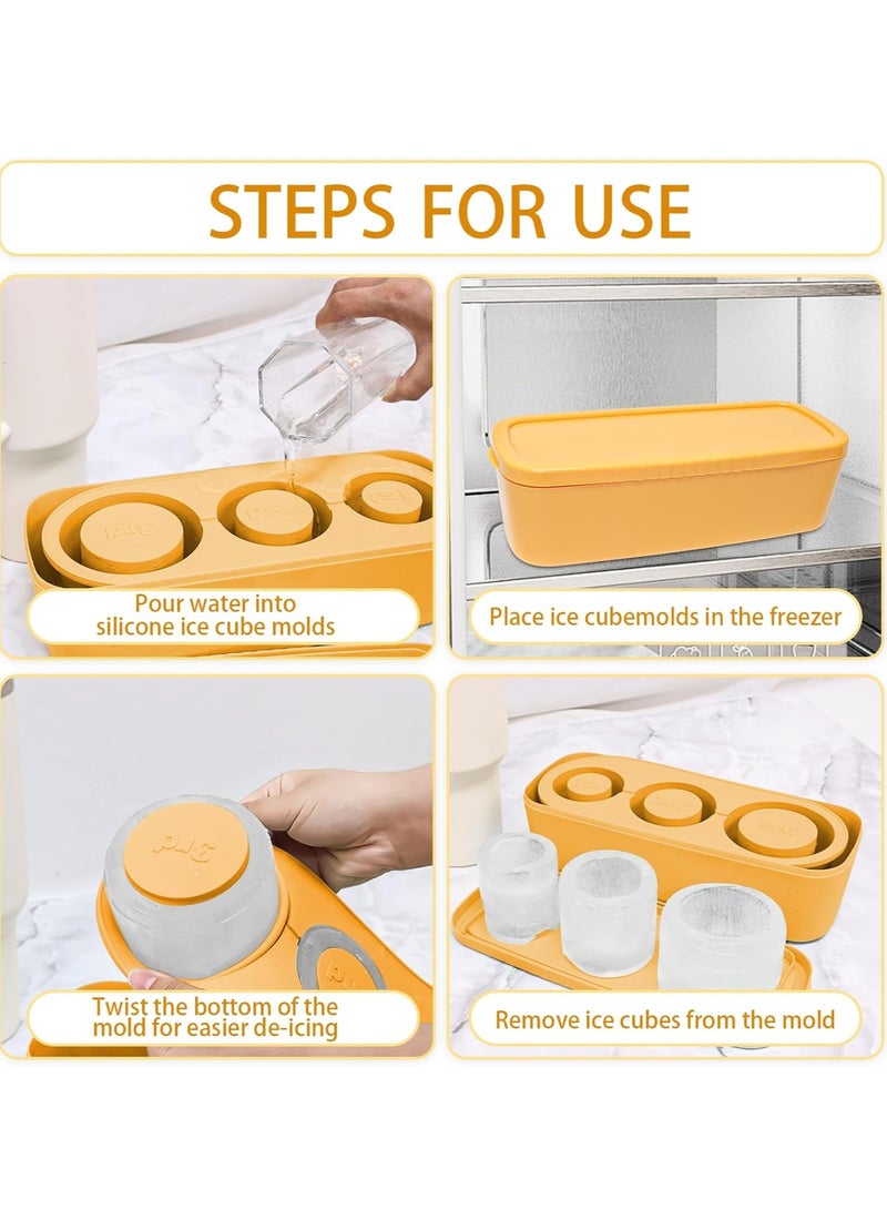 Y&D Ice Cube Tray for Stanley Cup for 30-40oz Ice Cube Mold with Spill-Resistant Lid 3 Hollow Cylinder Ice Cube Tray Tumblers BPA Free Ice Cube Trays for Freezer Chilling Cocktails Drinks Coffee Easy Fill Release Ice Maker - Image 4
