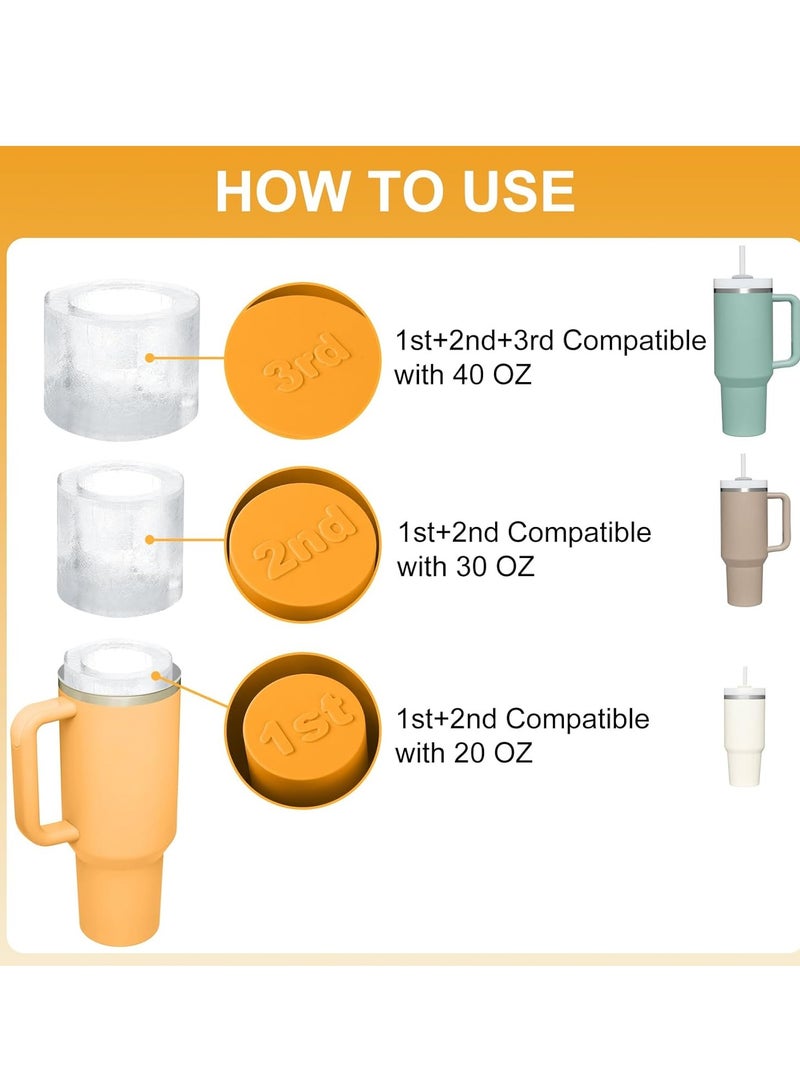 Y&D Ice Cube Tray For Stanley Cup Silicone Ice Cube Maker With Lid For 30-40Oz Tumbler For Chilling Whiskey Cocktails Drinks Coffee Easy Fill And Release Ice Maker BPA Free Orange - Image 2
