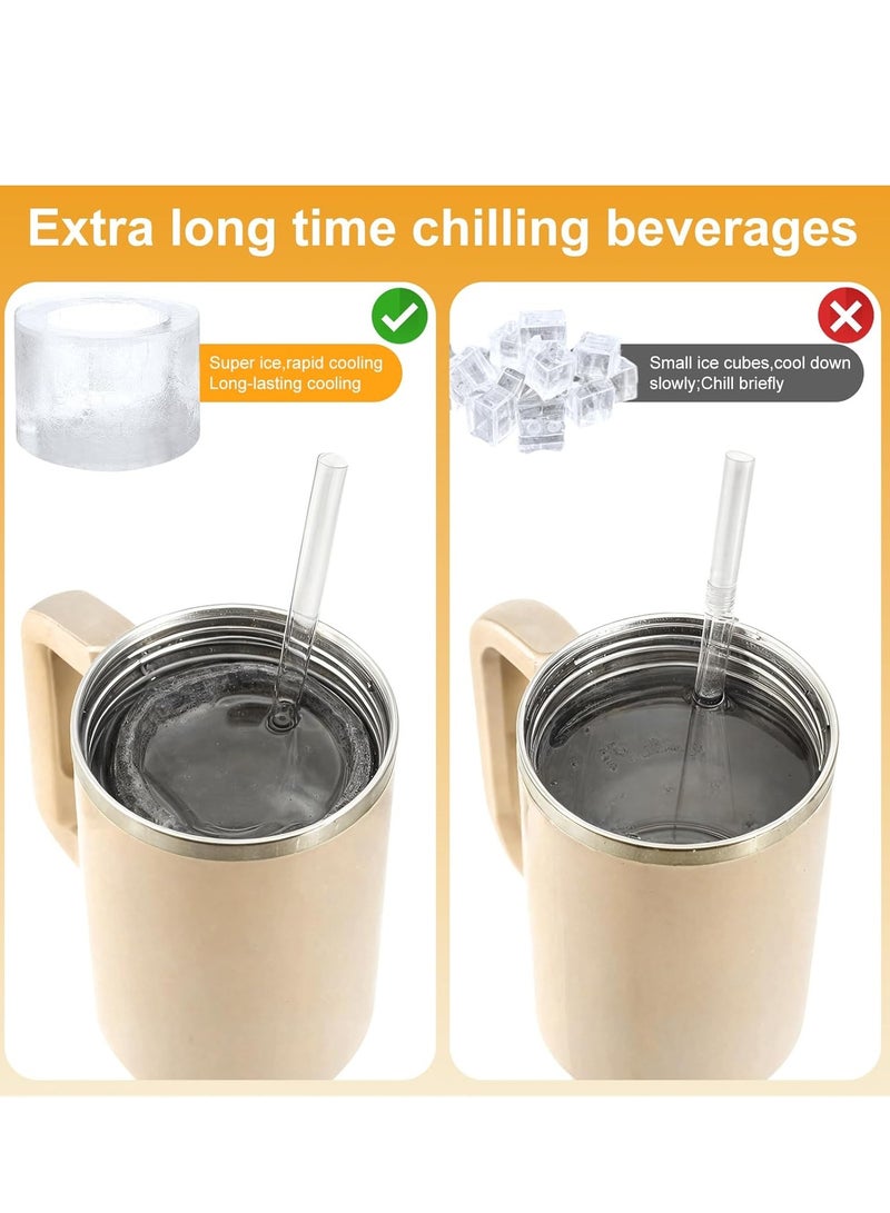 Y&D Ice Cube Tray For Stanley Cup Silicone Ice Cube Maker With Lid For 30-40Oz Tumbler For Chilling Whiskey Cocktails Drinks Coffee Easy Fill And Release Ice Maker BPA Free Orange - Image 3