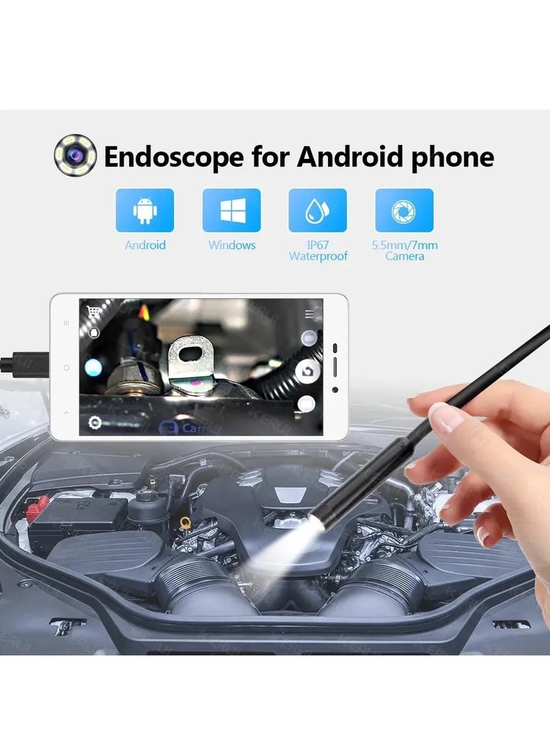 7MM Android Endoscope Camera 3 IN1 Micro USB Type C Borescope Mini Camera Waterproof LED Car Inspection For HUAWEI XIAOMI PC (Cable Length: 1m) - Image 3