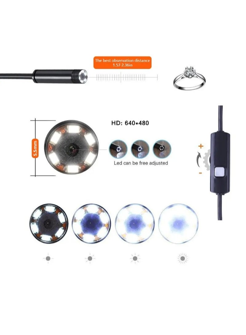 7MM Android Endoscope Camera 3 IN1 Micro USB Type C Borescope Mini Camera Waterproof LED Car Inspection For HUAWEI XIAOMI PC (Cable Length: 1m) - Image 5