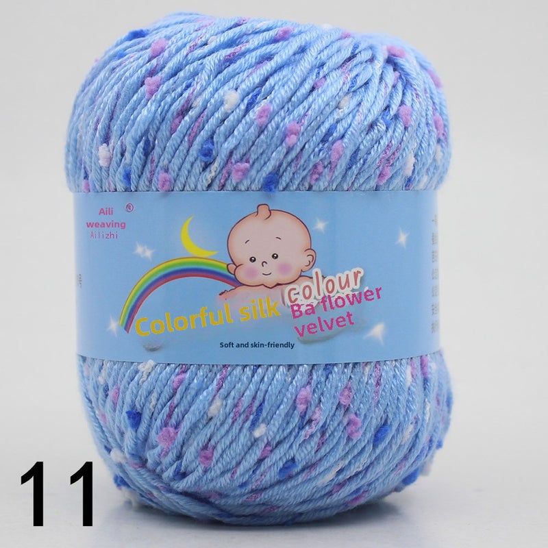 Multicolor Chunky Hand-Knit Yarn for DIY Sweaters 11 sky blue color dot A 