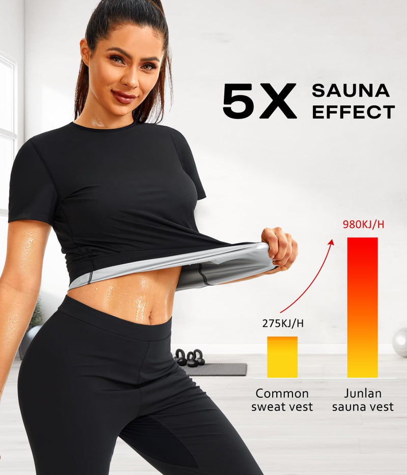 Junlan Waist Trainer Vest Women - Sweat Waist Trainer for Women Working Out Sweat Vest(Silver,Large) - Image 3
