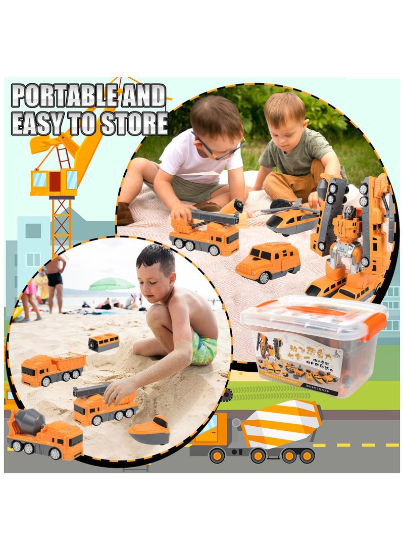 SOLARAE Magnetic Transformers Engineering Car Toys, 21pcs Magnetic Car Toys, Magnetic Building Blocks Tiles, Transformer Robot Car Toy, Transformer Magnetic Robot Toy Gifts for Boys Girls Kids Ages 3+ - Image 4