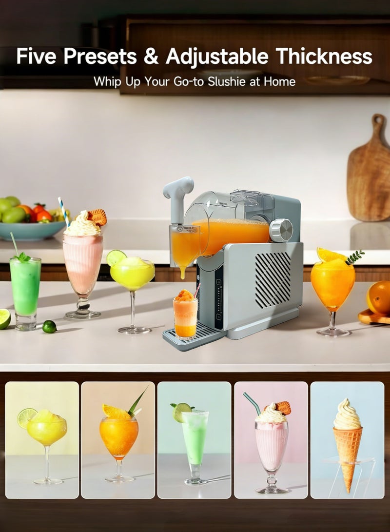 JoyousSto Slushie Machine No Ice Needed,Slushy Machine for Home,Soft Serve Ice Cream Machine with 5 Preset Programs,Auto-Clean,Frozen Drink Machine,White - Image 2