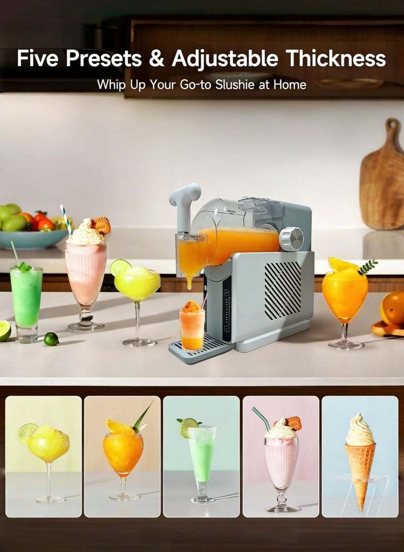 JoyousSto Slushie Machine No Ice Needed,Slushy Machine for Home,Soft Serve Ice Cream Machine with 5 Preset Programs,Auto-Clean,Frozen Drink Machine,White - Image 2
