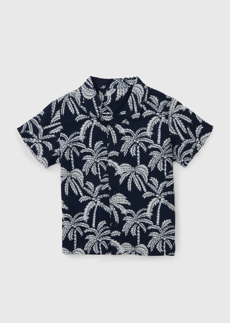 Matalan Boys Navy Palm Print Shirt