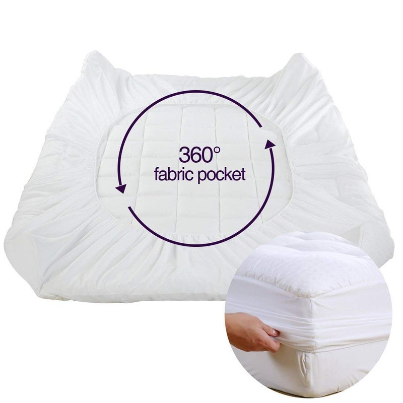 EASELAND Queen Size Mattress Pad Pillow Top Mattress Cover Quilted Fitted Mattress Protector Cotton Top Stretches up 8-21" Deep Pocket Cooling Mattress Topper (60x80 inch, White) - Image 5