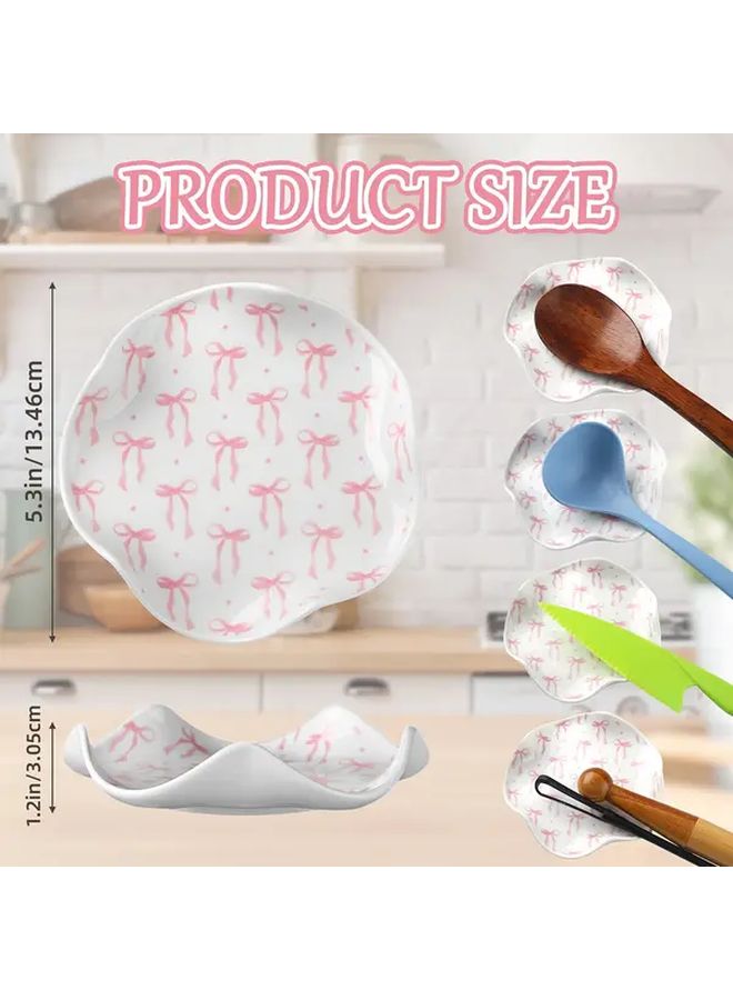 Blue Bow Ceramic Spoon Rest Large Kitchen Utensil Holder Durable Easy Clean Housewarming Gift - Image 3