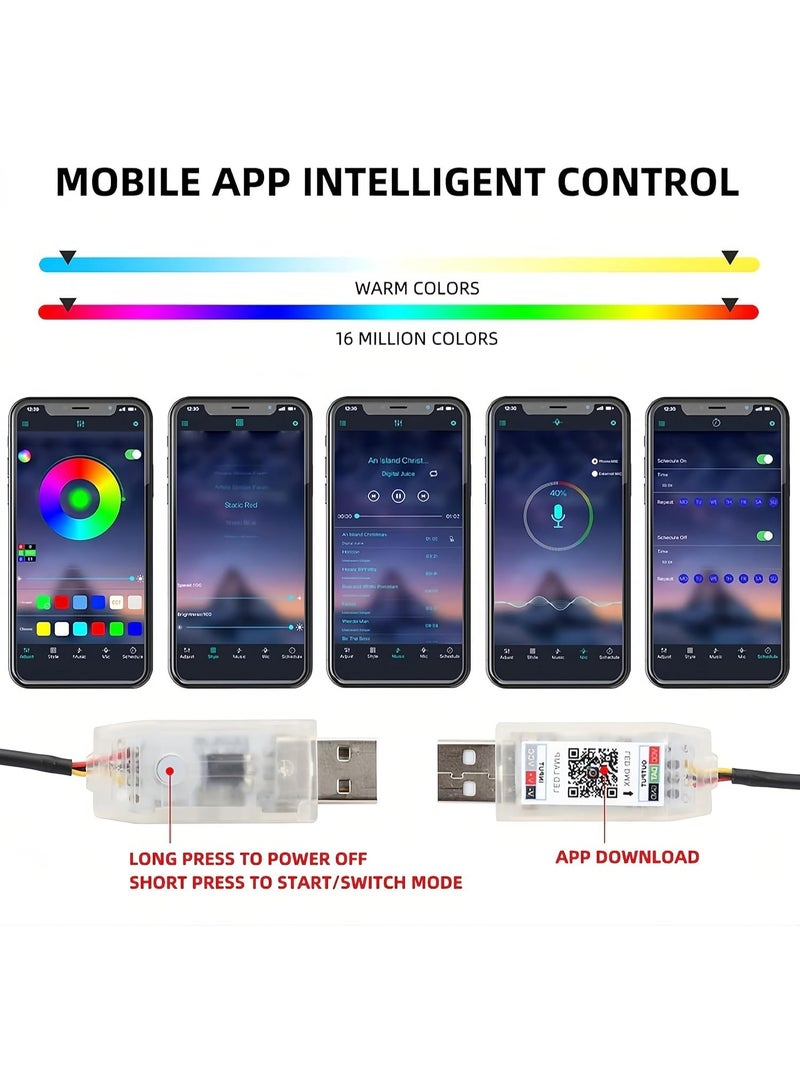 Multicolor110 C.M  Music Controlled Sound Activated Car Interior Decoration Dashboard Ambient Lighting USB K4 Magic Lights with Remote & Mobile Application Control(Works with All Cars) - Image 4