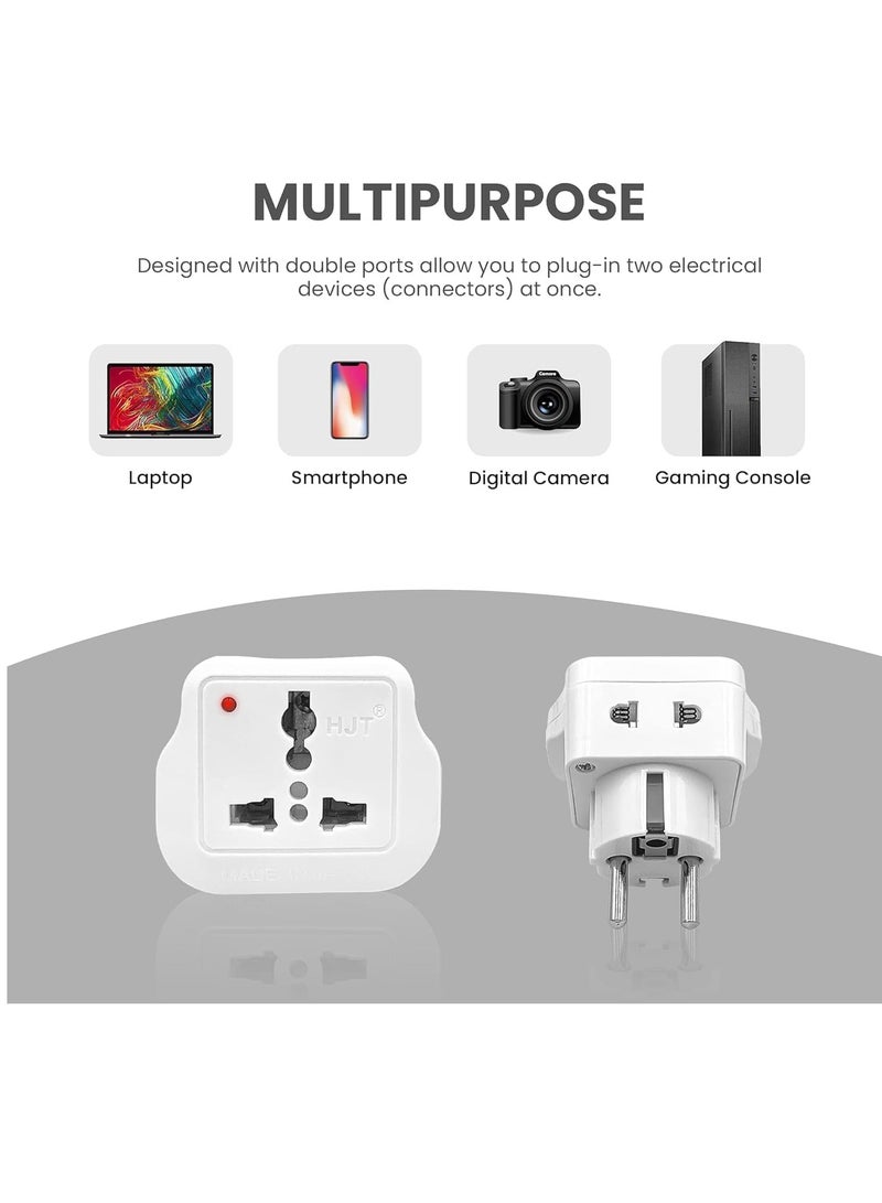 ECVV [2 Pack] Travel Adapter for Saudi Arabia/US/UK/Japan/China/Australia Plug Converter to EU/Germany Plug and Others to 2-Pin European Plug Adapter (White) - Image 2