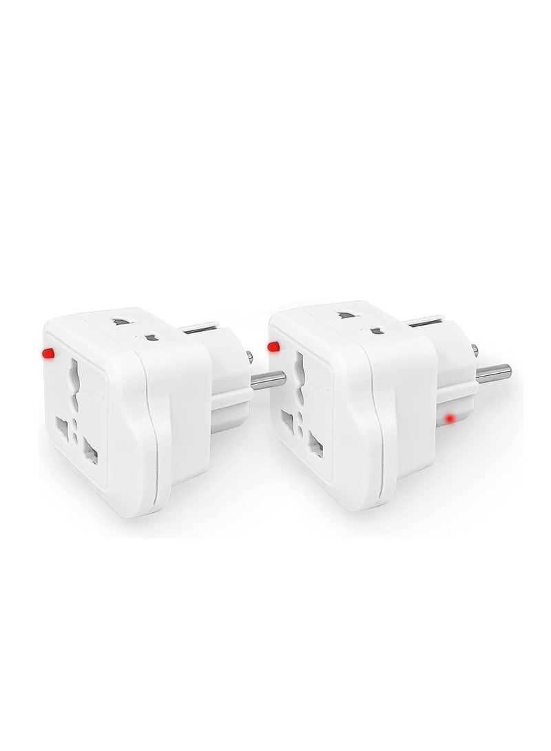 ECVV [2 Pack] Travel Adapter for Saudi Arabia/US/UK/Japan/China/Australia Plug Converter to EU/Germany Plug and Others to 2-Pin European Plug Adapter (White) - Image 1