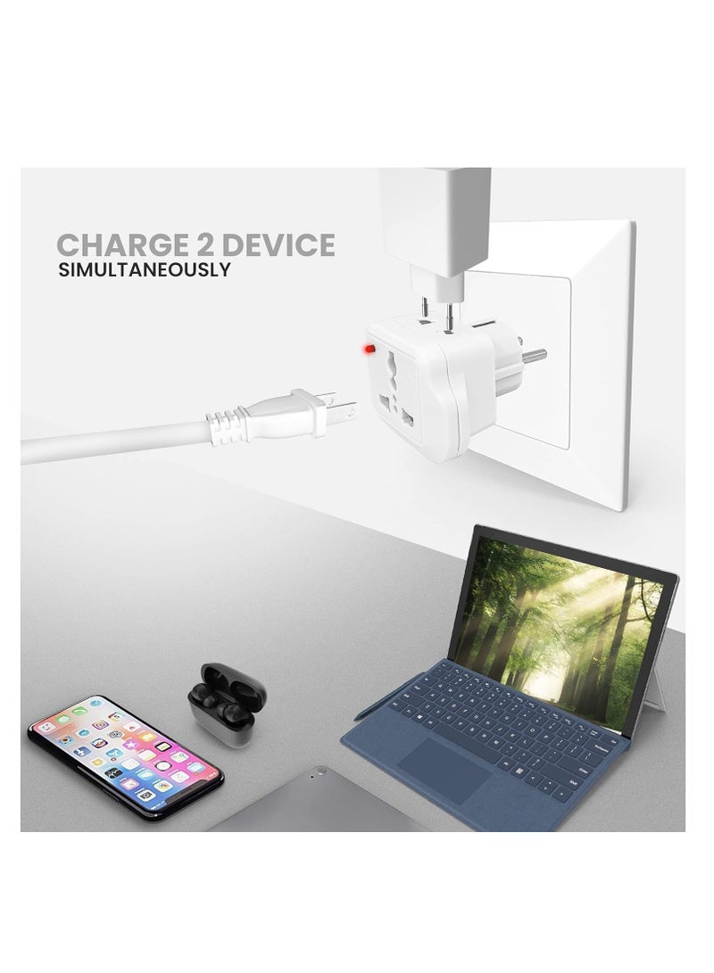 ECVV [2 Pack] Travel Adapter for Saudi Arabia/US/UK/Japan/China/Australia Plug Converter to EU/Germany Plug and Others to 2-Pin European Plug Adapter (White) - Image 3