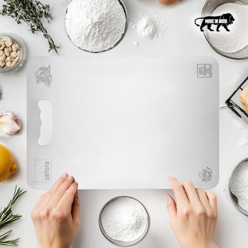 Celltone Premium Stainless Steel Chopping Board, Made in India, Food Grade, Rust Free, Non Slip, Anti Bacterial, Ideal for Vegetables, Fruits, Meat, and Baking (L) - Image 2