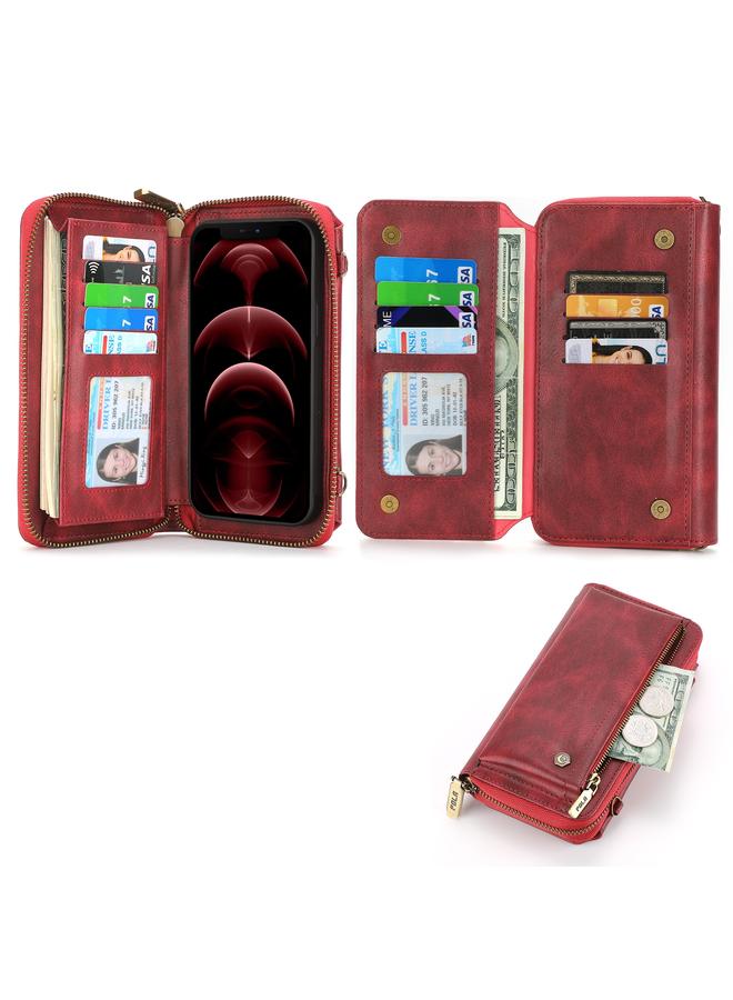 S-TOP Case For iPhone 12 Pro Max Crossbody Multi-functional Zipper Wallet Leather Phone Case - Image 2