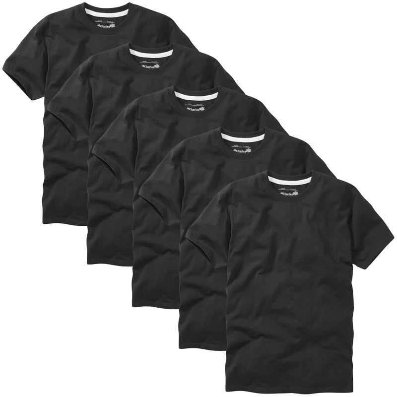 Charles Wilson Men's 5 Pack Midweight Crew Neck T-Shirt (Medium, Black (1222)) - Image 2