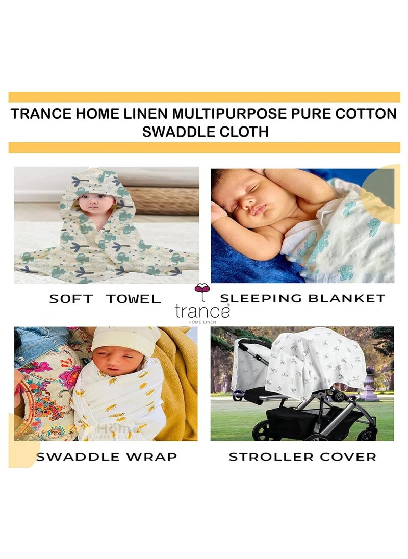 Trance Home Linen Trance Home Linen Super Ultra Soft 100 Cotton Malmal Baby Swaddle Cloth Baby Wrap for New Born Babies Skin Frindelly Soft Baby Towel New Born Swaddles100x100 Cm Terra TotsPack of 5  - Image 5