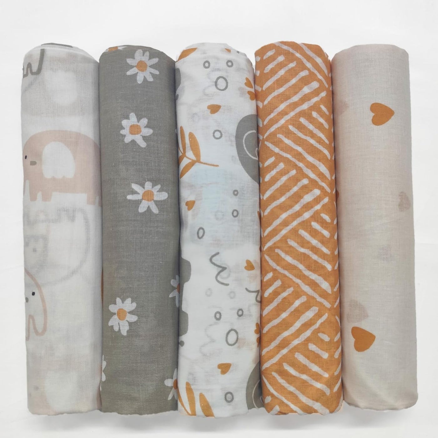 Trance Home Linen Super Ultra Soft 100% Cotton Malmal Baby Swaddle Cloth | Baby Wrap for New Born Babies | Skin Frindelly Soft Baby Towel |New Born Swaddles-(100x100 Cm, Terra Tots,Pack of 3)